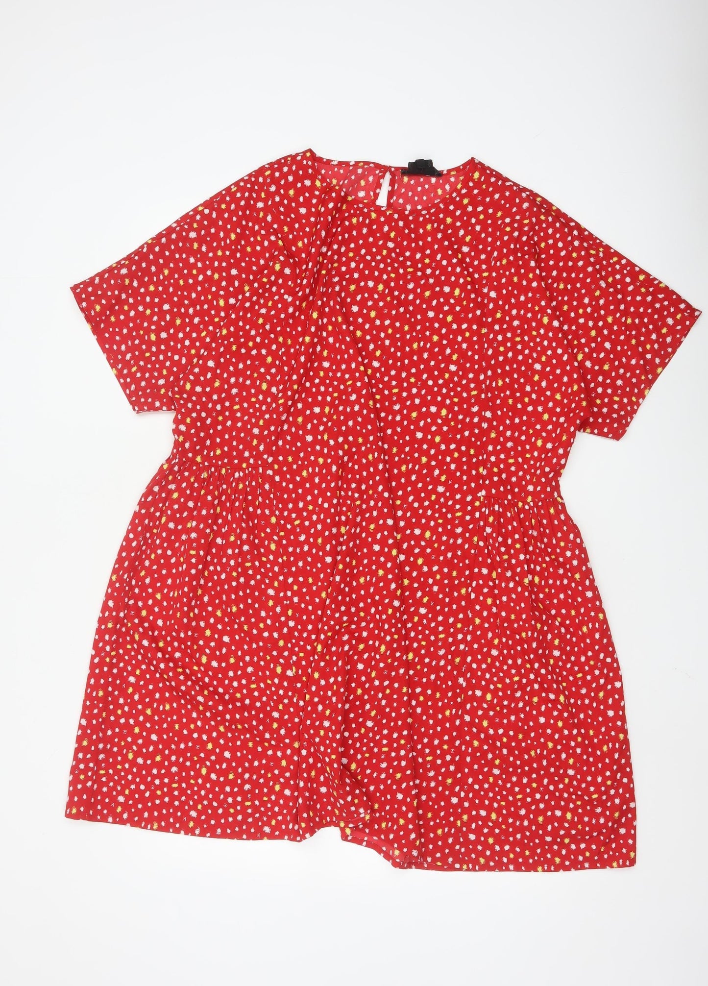 Wednesday's Girl Women's Red Floral Skater Dress XL Short Sleeve