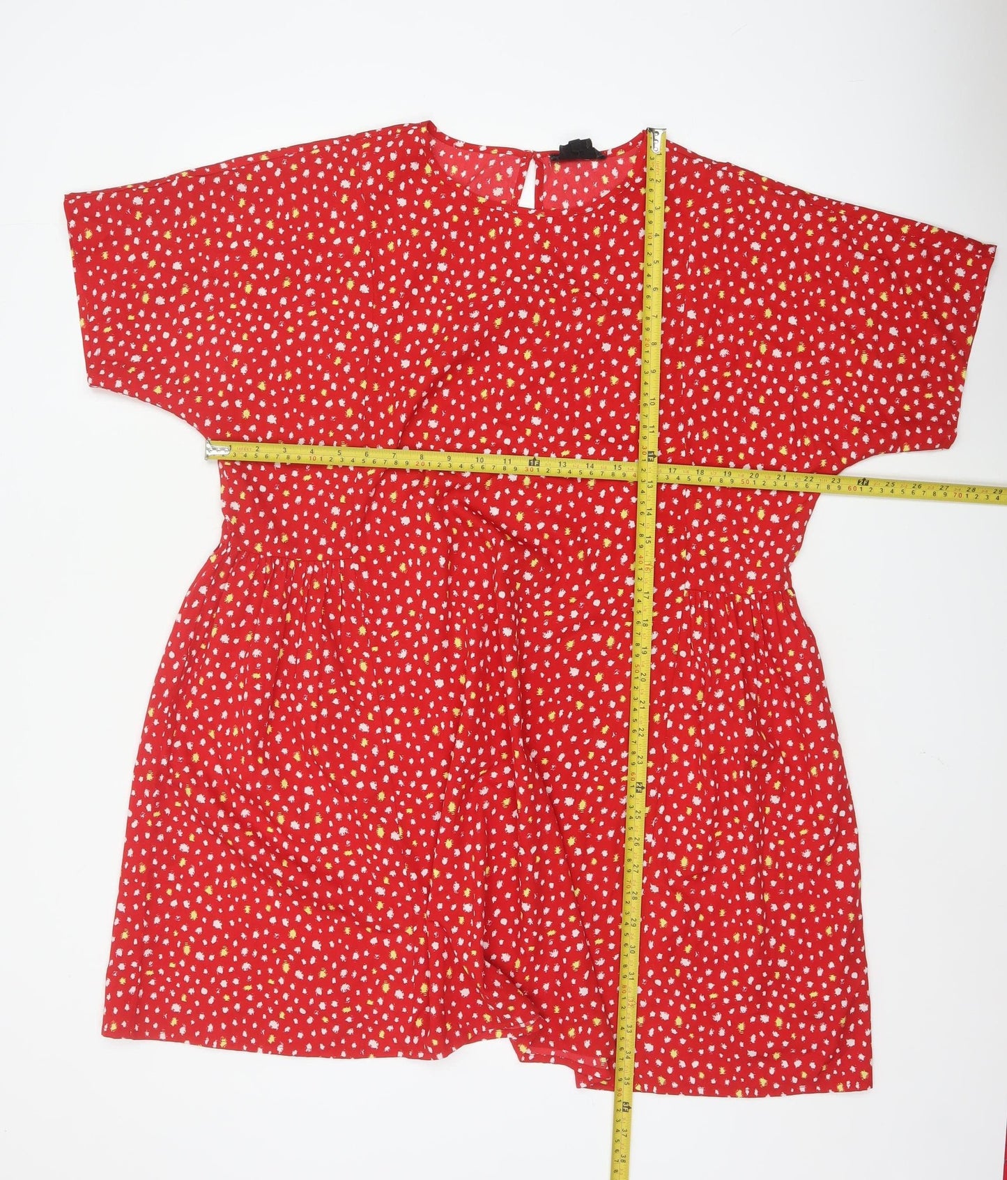 Wednesday's Girl Women's Red Floral Skater Dress XL Short Sleeve