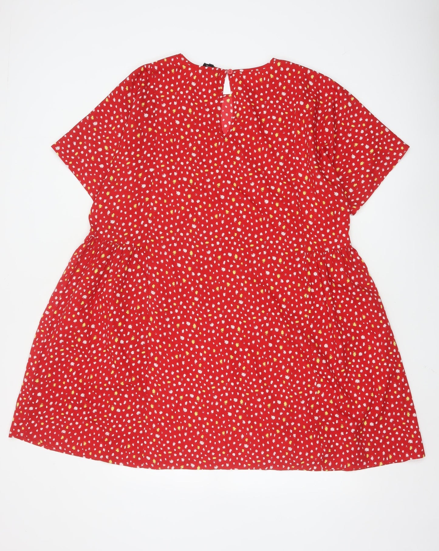 Wednesday's Girl Women's Red Floral Skater Dress XL Short Sleeve