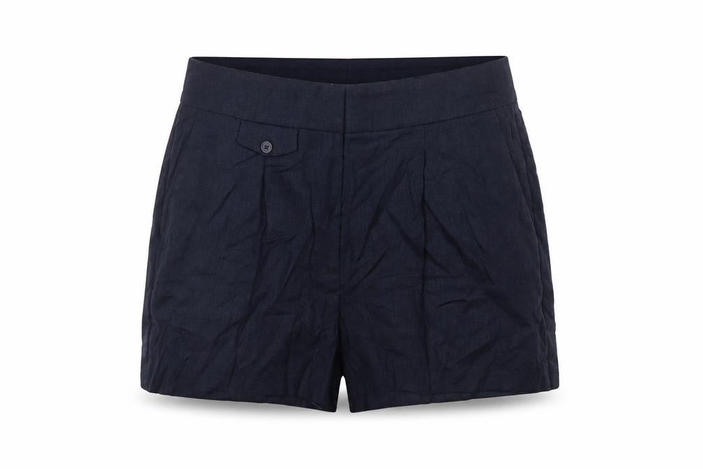 Marks & Spencer Womens Blue Linen Blend Chino Shorts Size 18