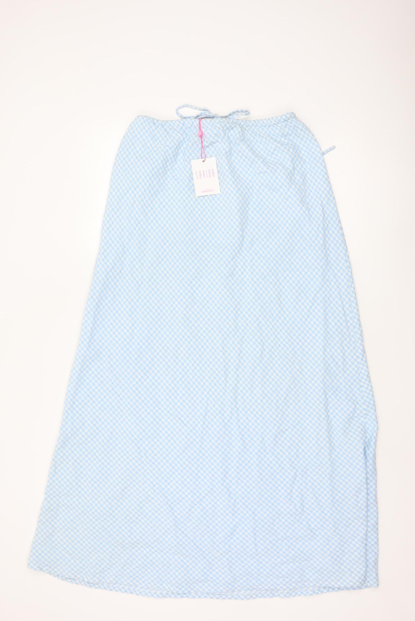 Savida Women Blue Check A-Line Long Skirt Size 10