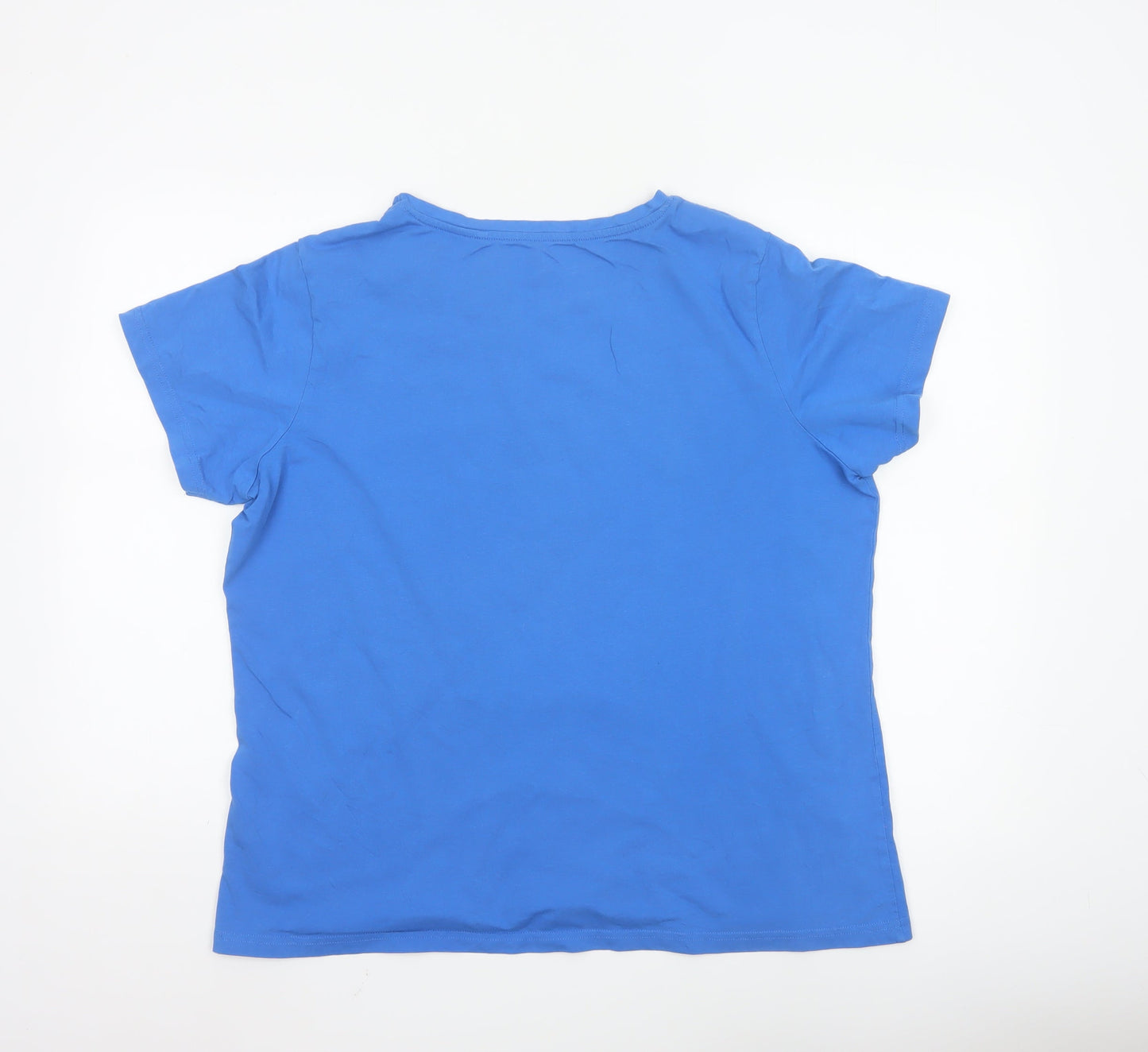 Mountain Warehouse Womens Blue V-Neck Beach Print Cotton T-Shirt Size 18