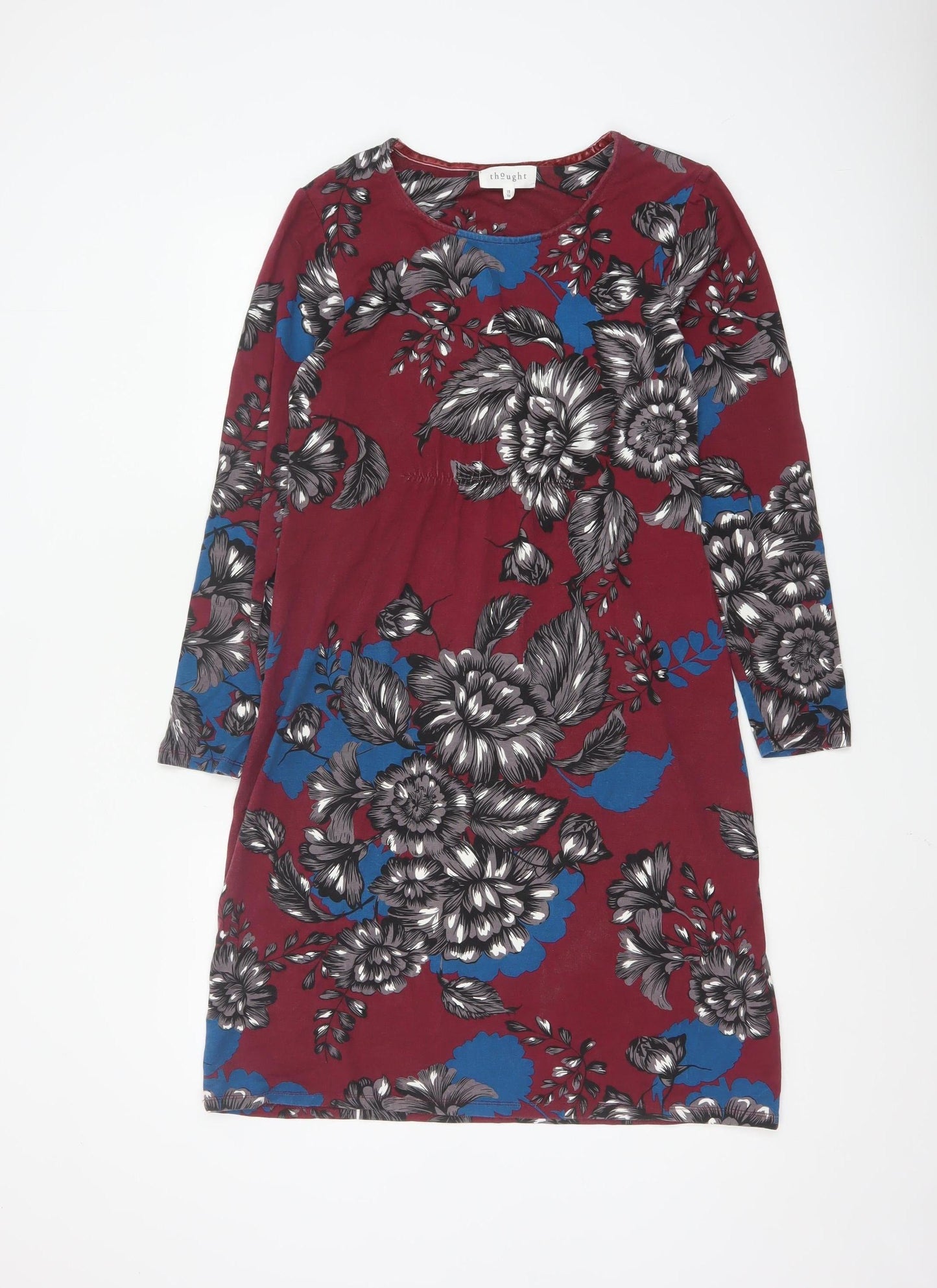 Thought Womens Red Floral Long Sleeve Knee Length Dress Size 10