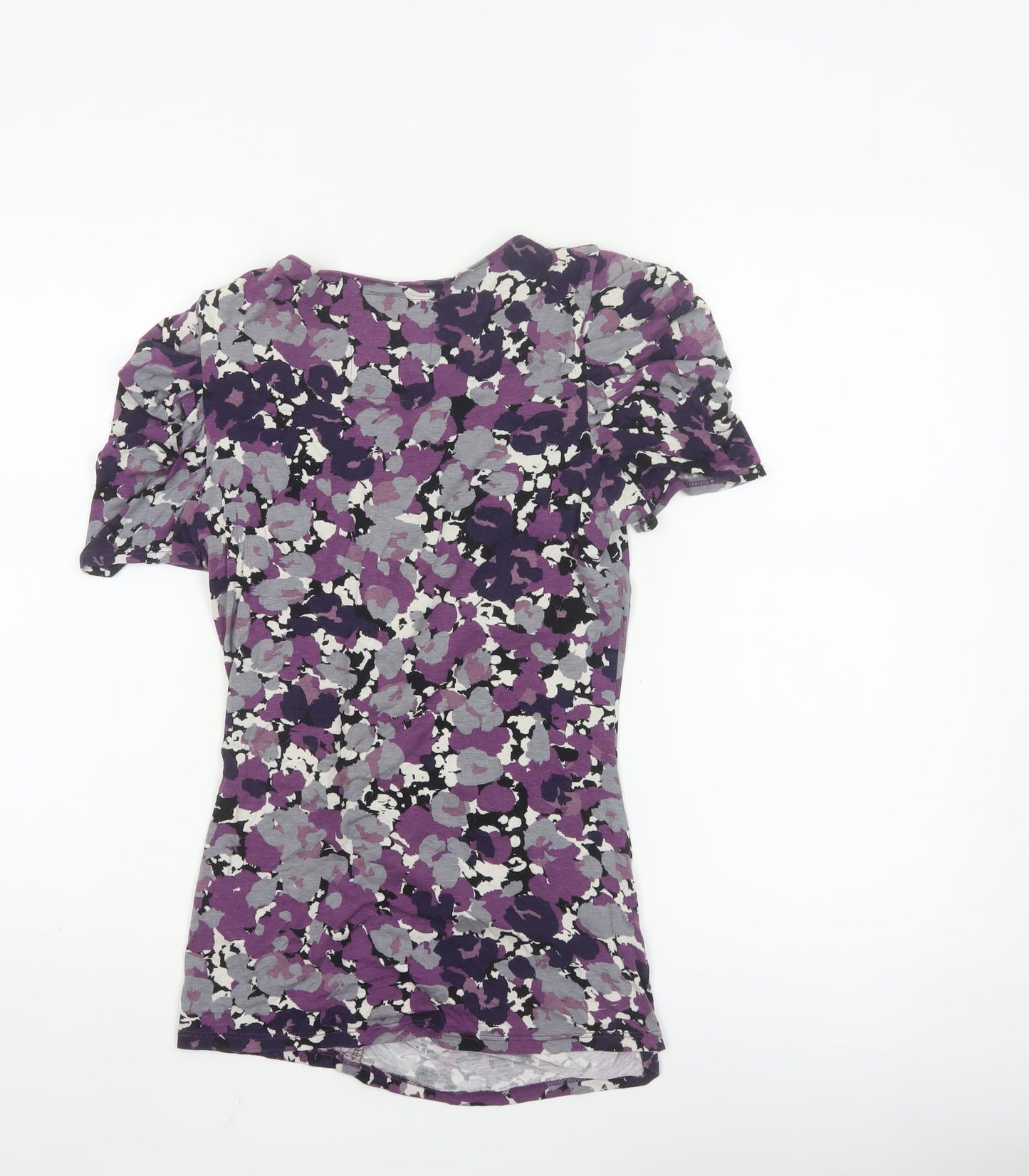 Betty Jackson Black Womens Multicoloured Size 8 Floral Viscose Ruched Top