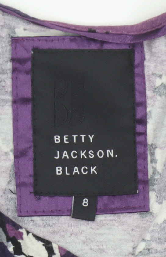 Betty Jackson Black Womens Multicoloured Size 8 Floral Viscose Ruched Top