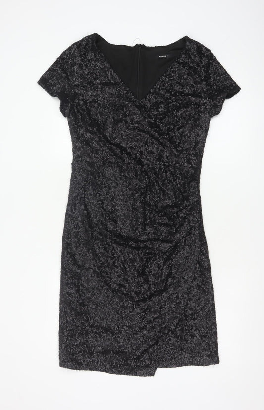 Roman Women Black Sequin Bodycon Knee Length Party Dress Size 12