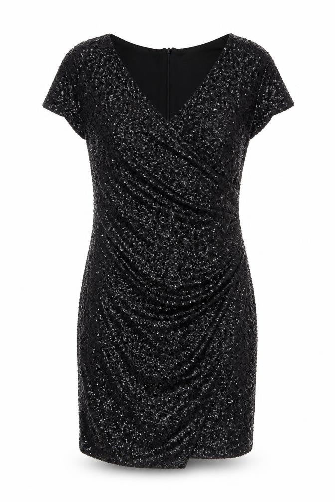 Roman Women Black Sequin Bodycon Knee Length Party Dress Size 12