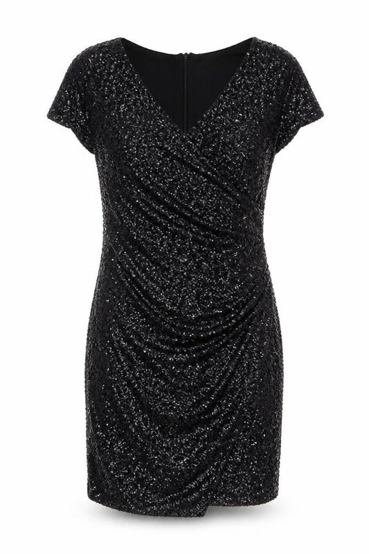 Roman Women Black Sequin Bodycon Knee Length Party Dress Size 12