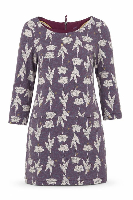 White Stuff Women Purple Floral Mini Shift Dress Size 8 Polyester Blend