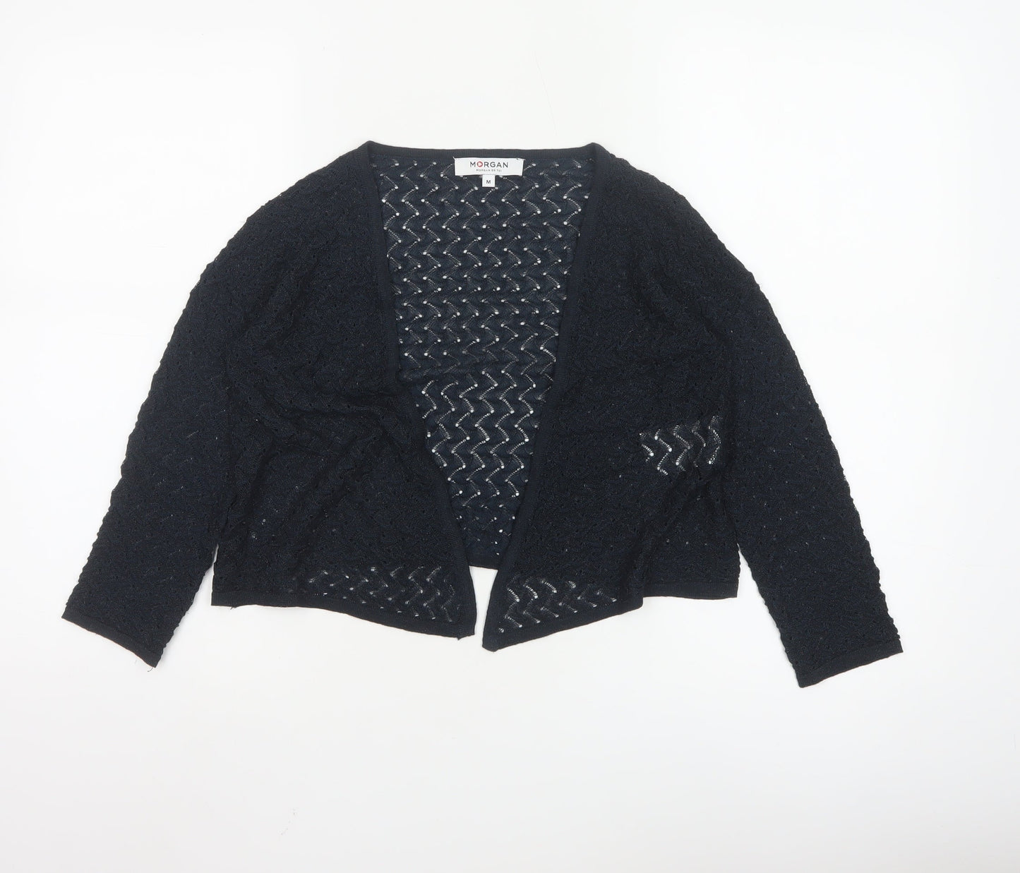 Morgan de Toi Women's Black Open-Knit Cardigan Size M