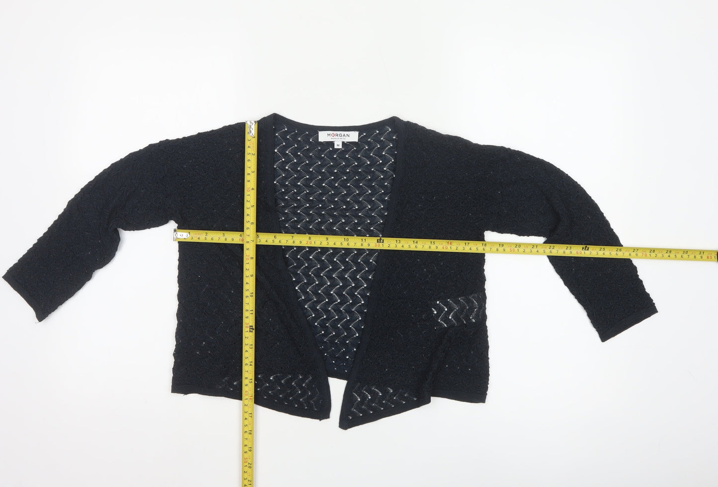 Morgan de Toi Women's Black Open-Knit Cardigan Size M