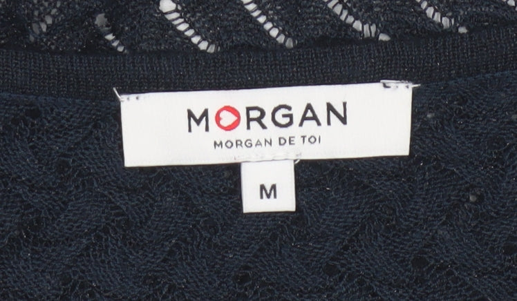 Morgan de Toi Women's Black Open-Knit Cardigan Size M