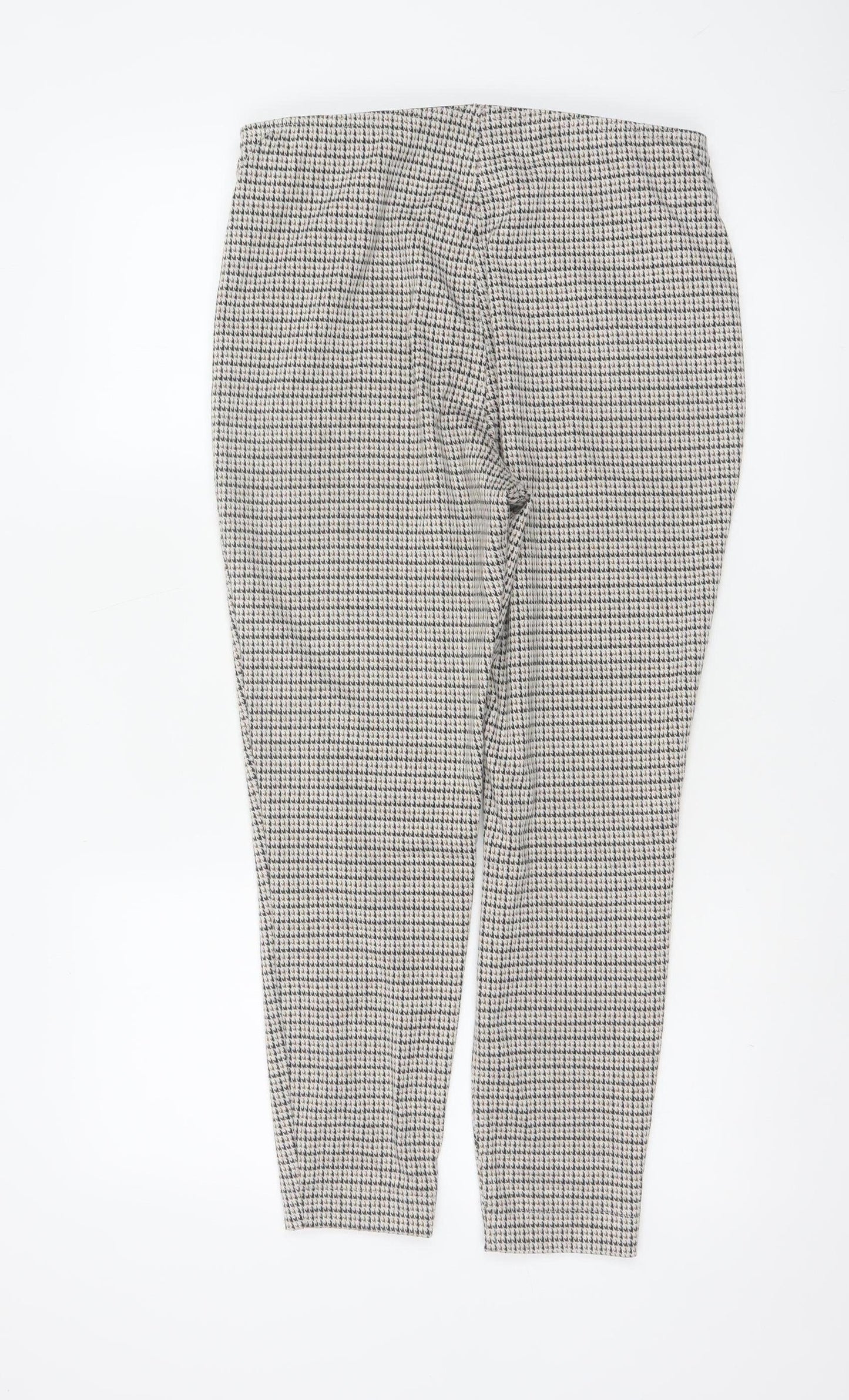 Next Women's Grey Check Slim Trousers Size 14R Viscose Blend