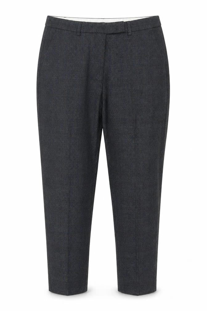 Marks and Spencer Womens Navy Mix Checked Trousers UK 14 Short