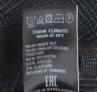 Marks and Spencer Womens Navy Mix Checked Trousers UK 14 Short