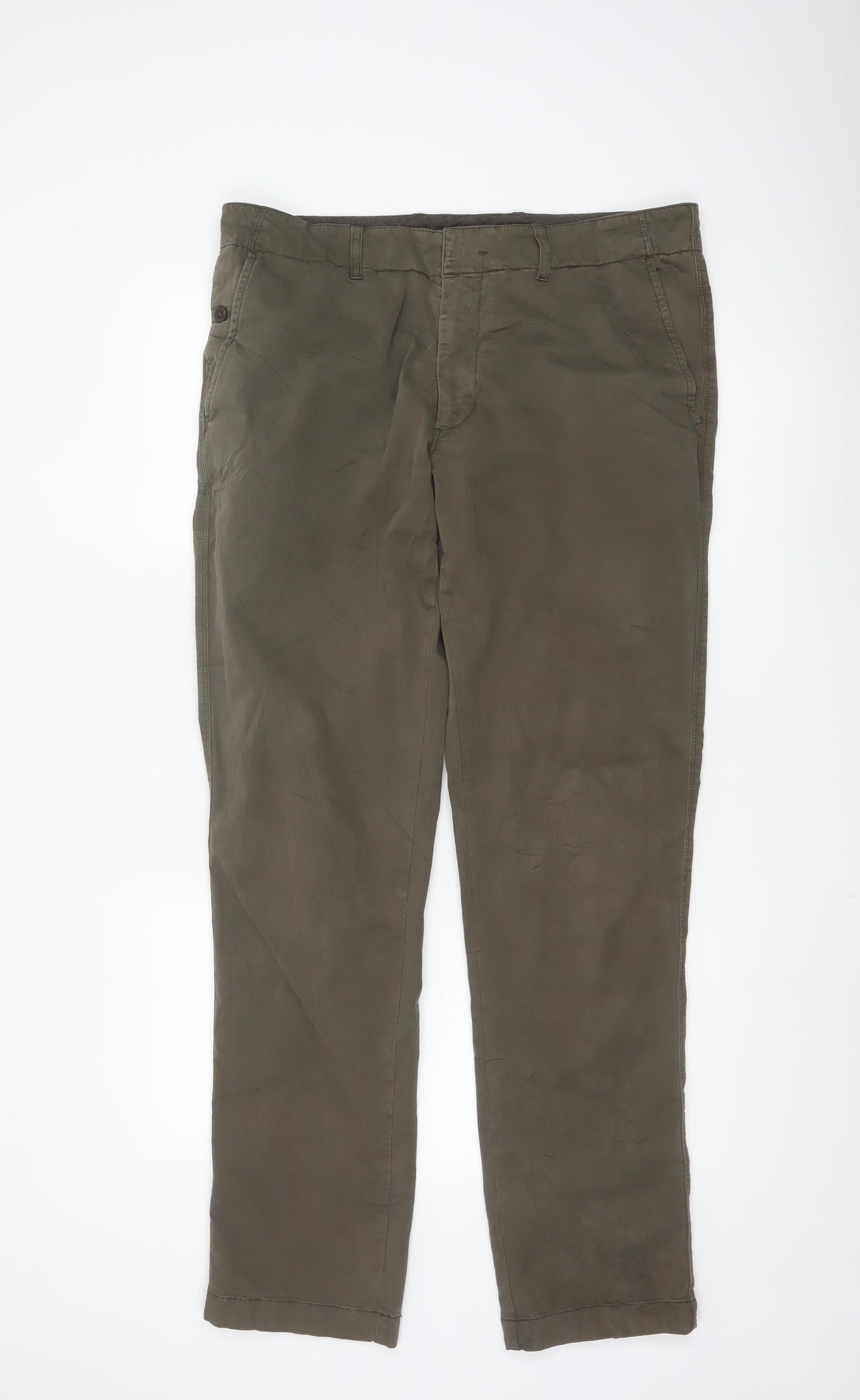 Jigsaw Men's Brown Chino Trousers Size 34 Regular Fit Cotton Blend