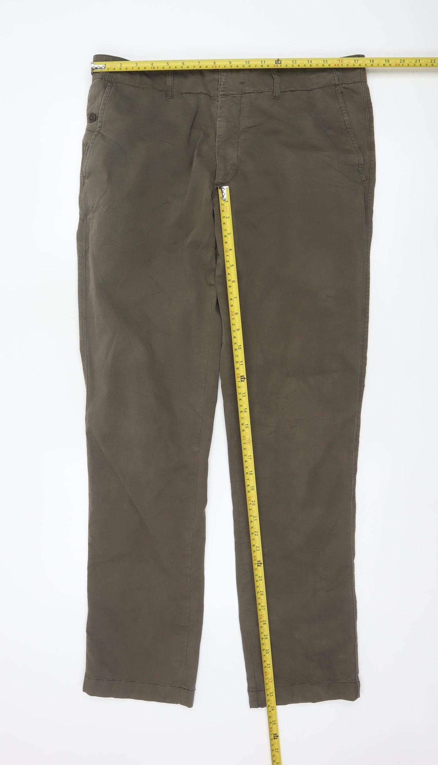 Jigsaw Men's Brown Chino Trousers Size 34 Regular Fit Cotton Blend