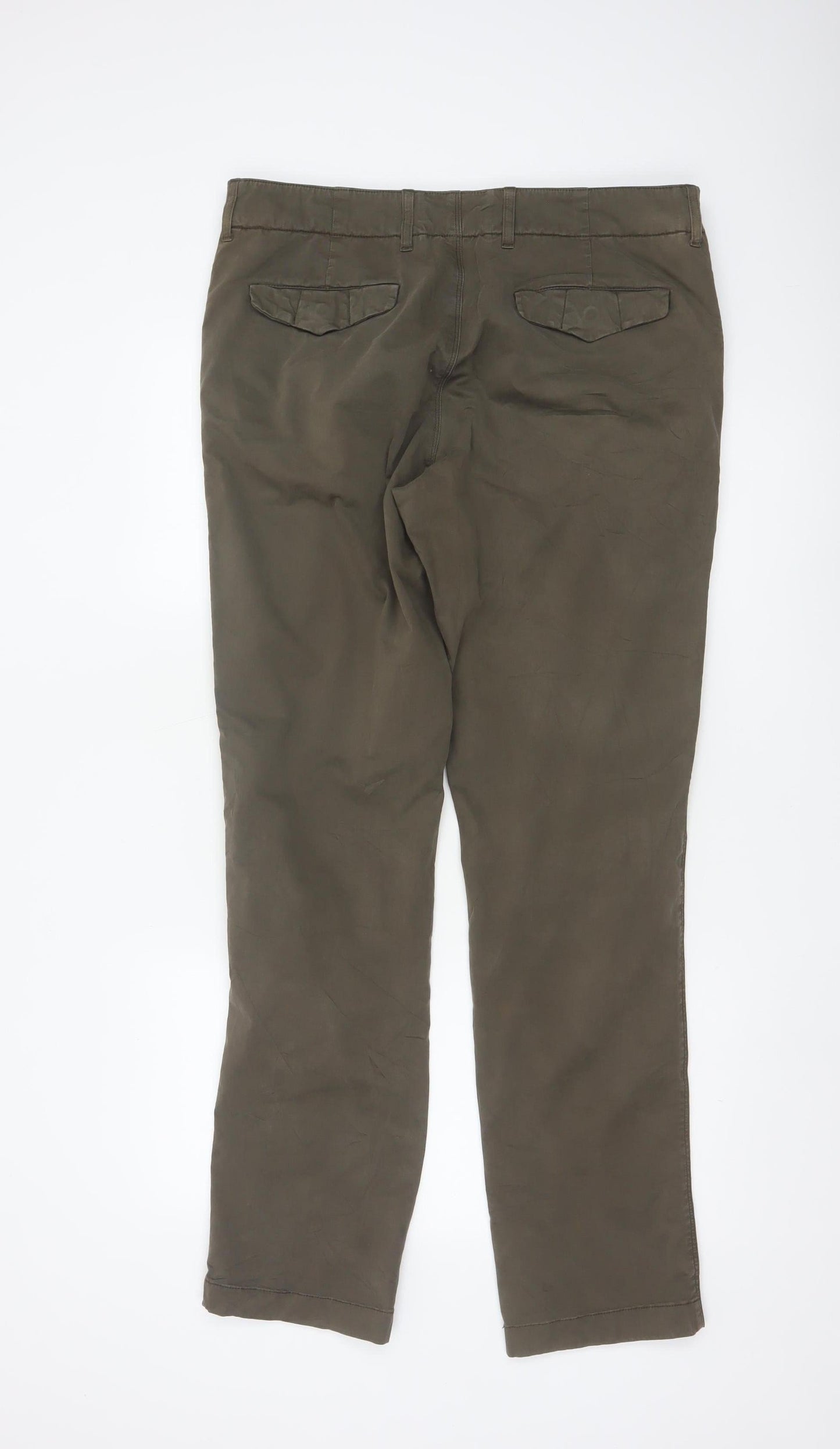 Jigsaw Men's Brown Chino Trousers Size 34 Regular Fit Cotton Blend