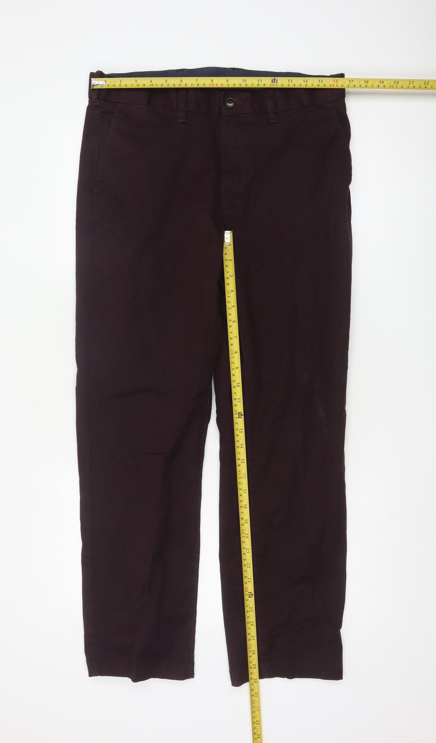 Marks and Spencer Men's Brown Regular Fit Chino Trousers 38W 31L