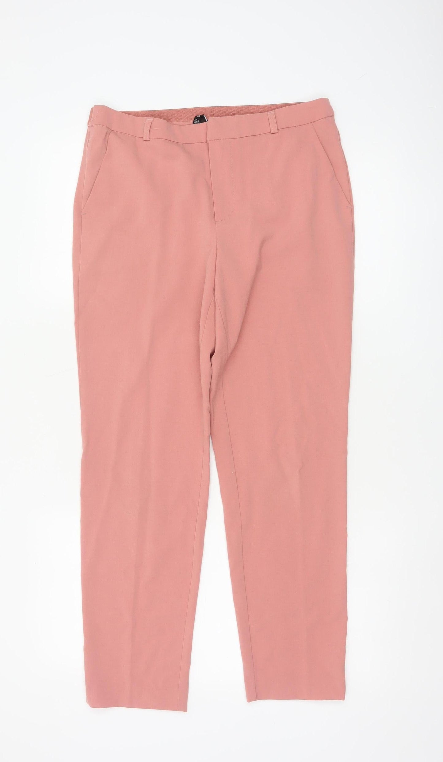 Stradivarius Women Pink Cropped Trousers M Polyester Blend