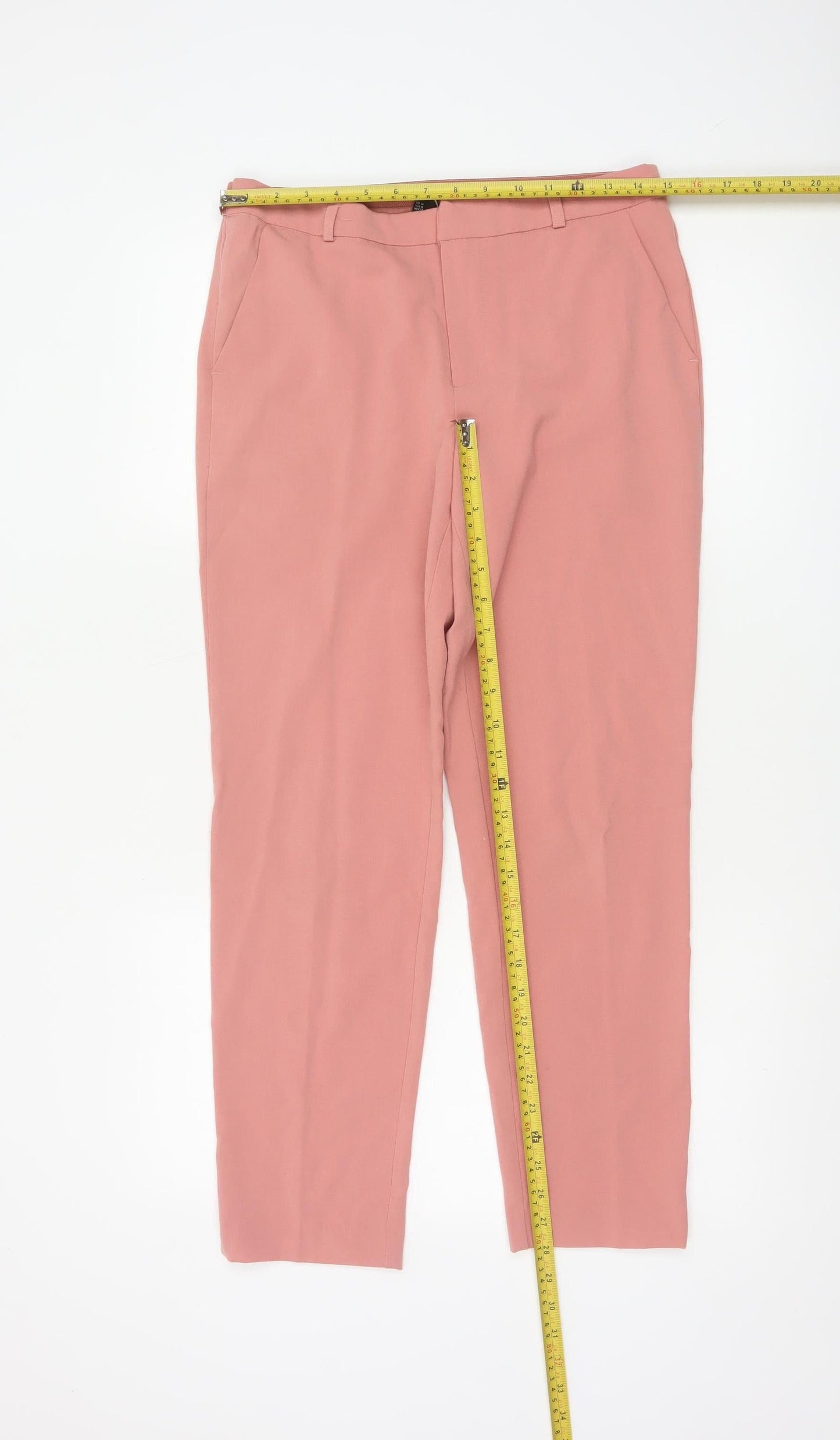 Stradivarius Women Pink Cropped Trousers M Polyester Blend