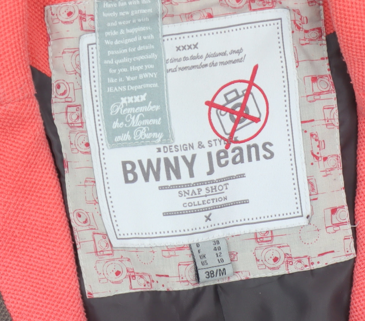 BWNY Jeans Women's Pink Cropped Blazer Size 12 Single-Breasted Jacket