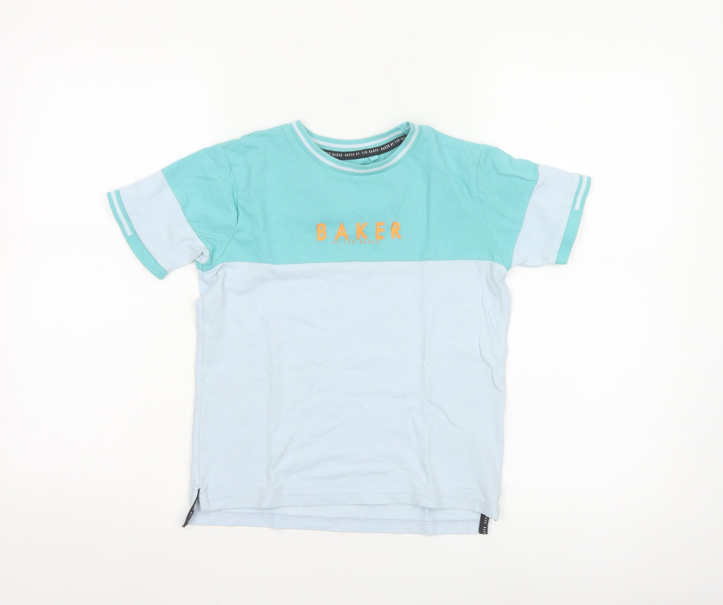 Ted Baker Boys Blue Colourblock Logo T-Shirt 8 Years Short Sleeve