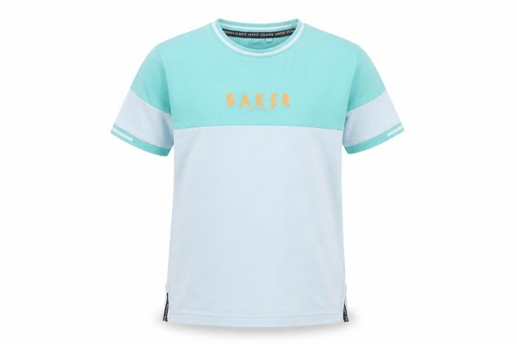 Ted Baker Boys Blue Colourblock Logo T-Shirt 8 Years Short Sleeve