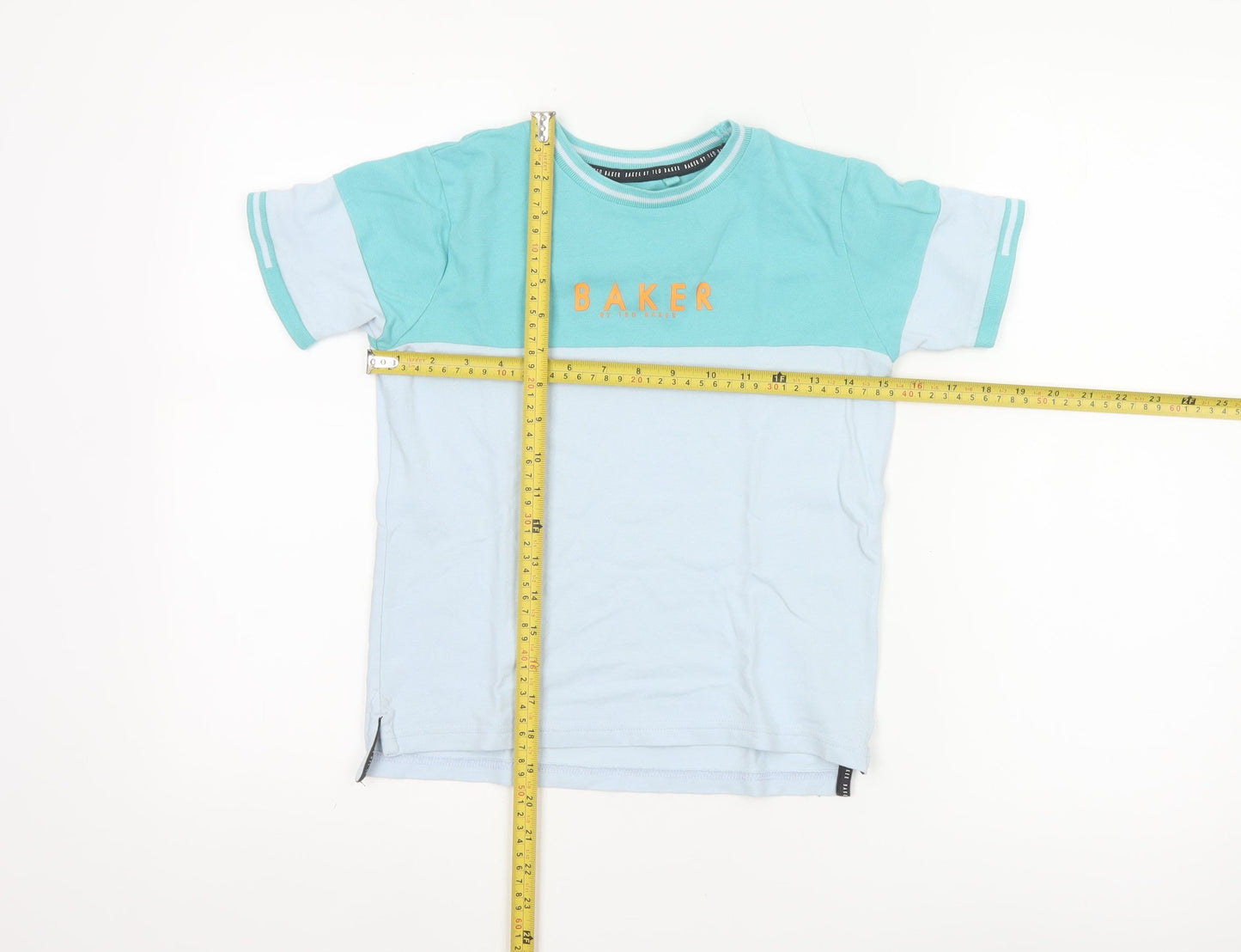 Ted Baker Boys Blue Colourblock Logo T-Shirt 8 Years Short Sleeve