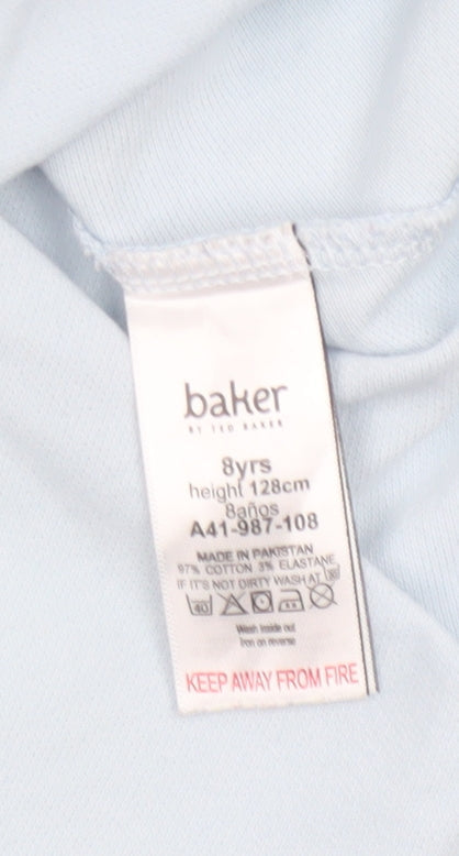 Ted Baker Boys Blue Colourblock Logo T-Shirt 8 Years Short Sleeve