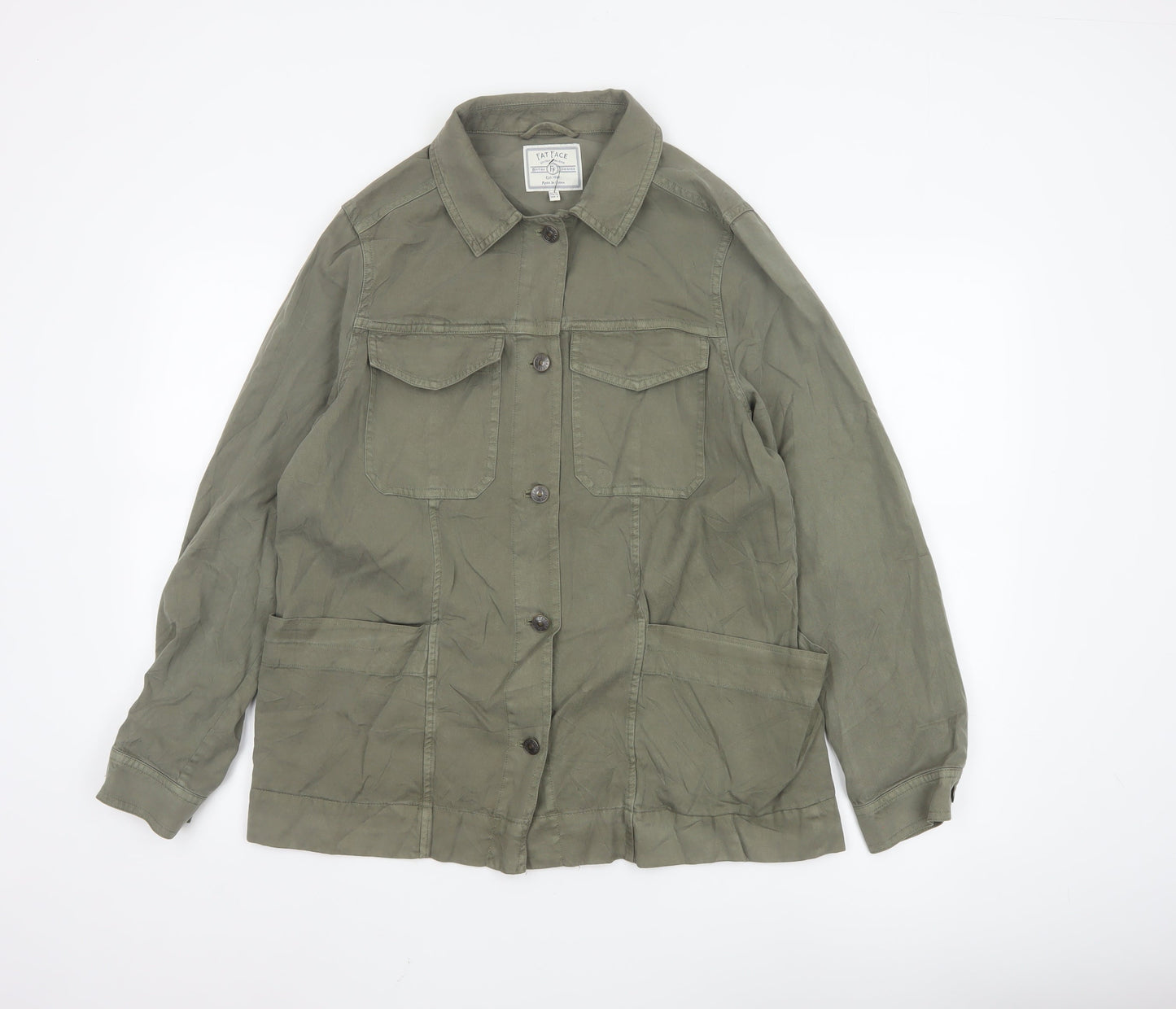 Fat Face Women’s Green Jacket Size 12 Military Style Cotton Blend