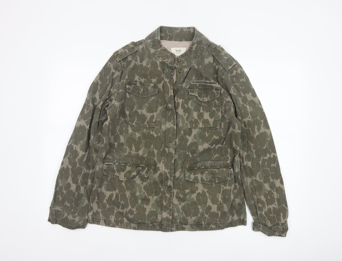 Hush Womens Green Camouflage Military Jacket Size 12