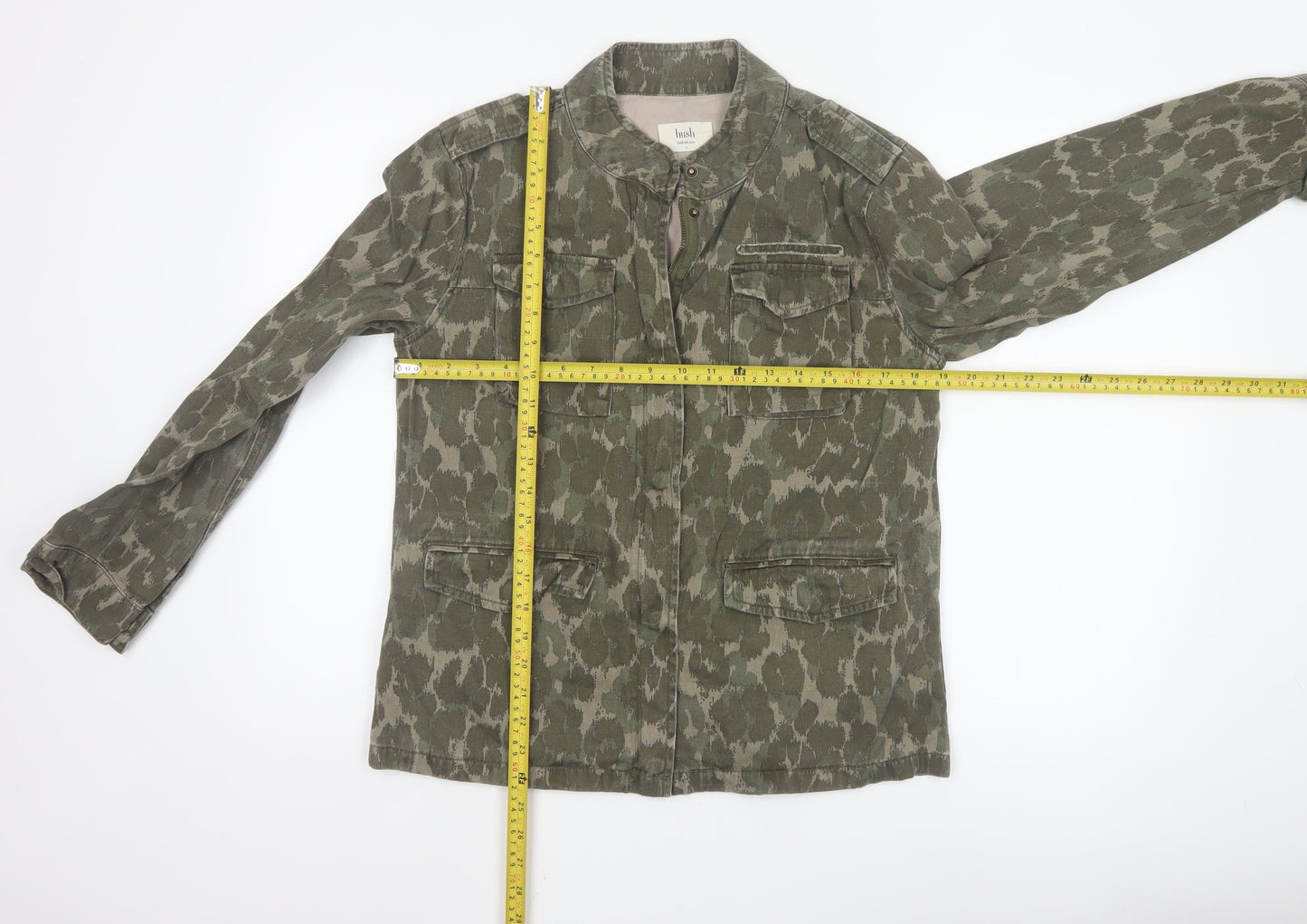 Hush Womens Green Camouflage Military Jacket Size 12