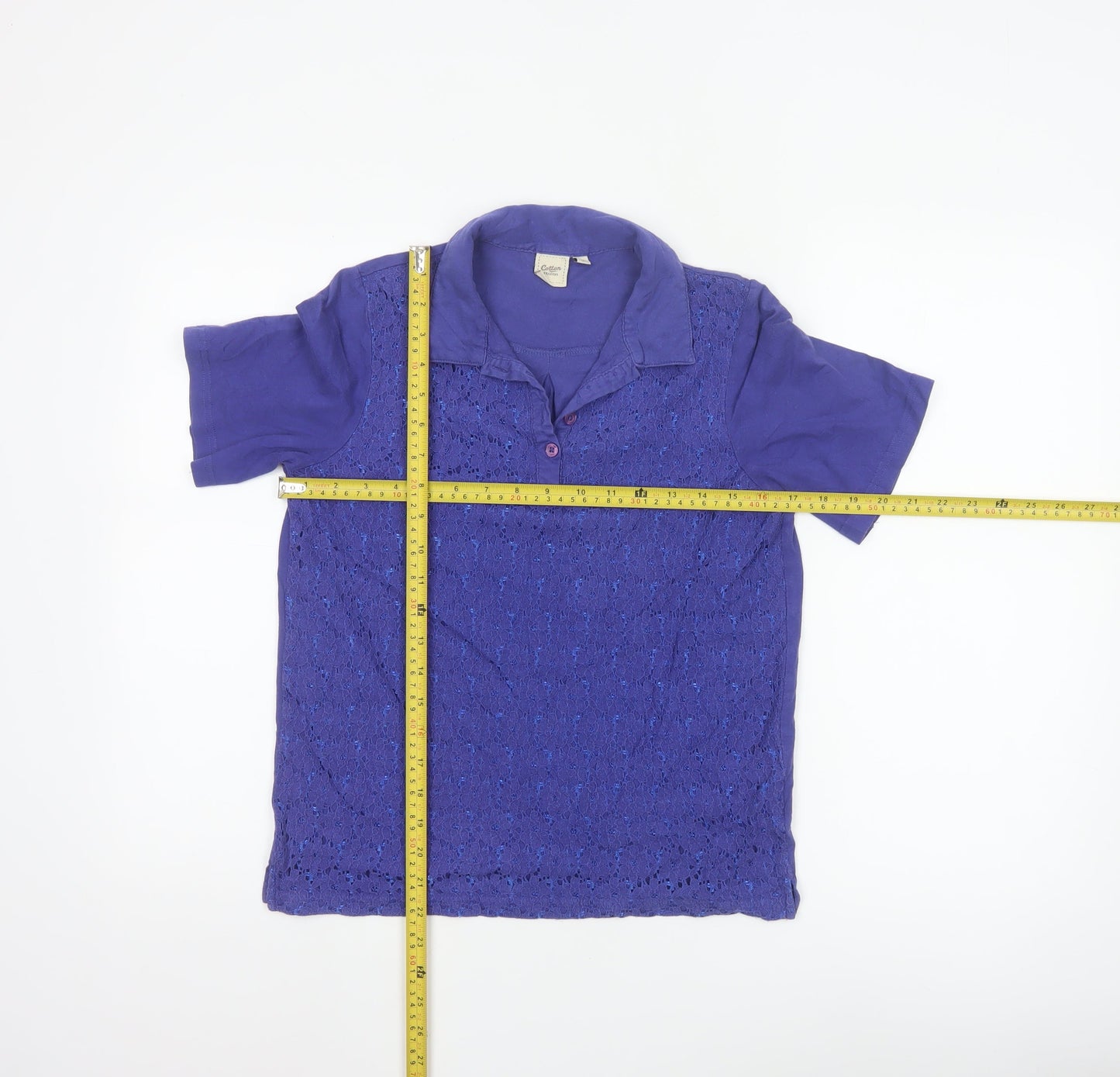 Cotton Traders Women's Purple Lace Polo Blouse Size 10