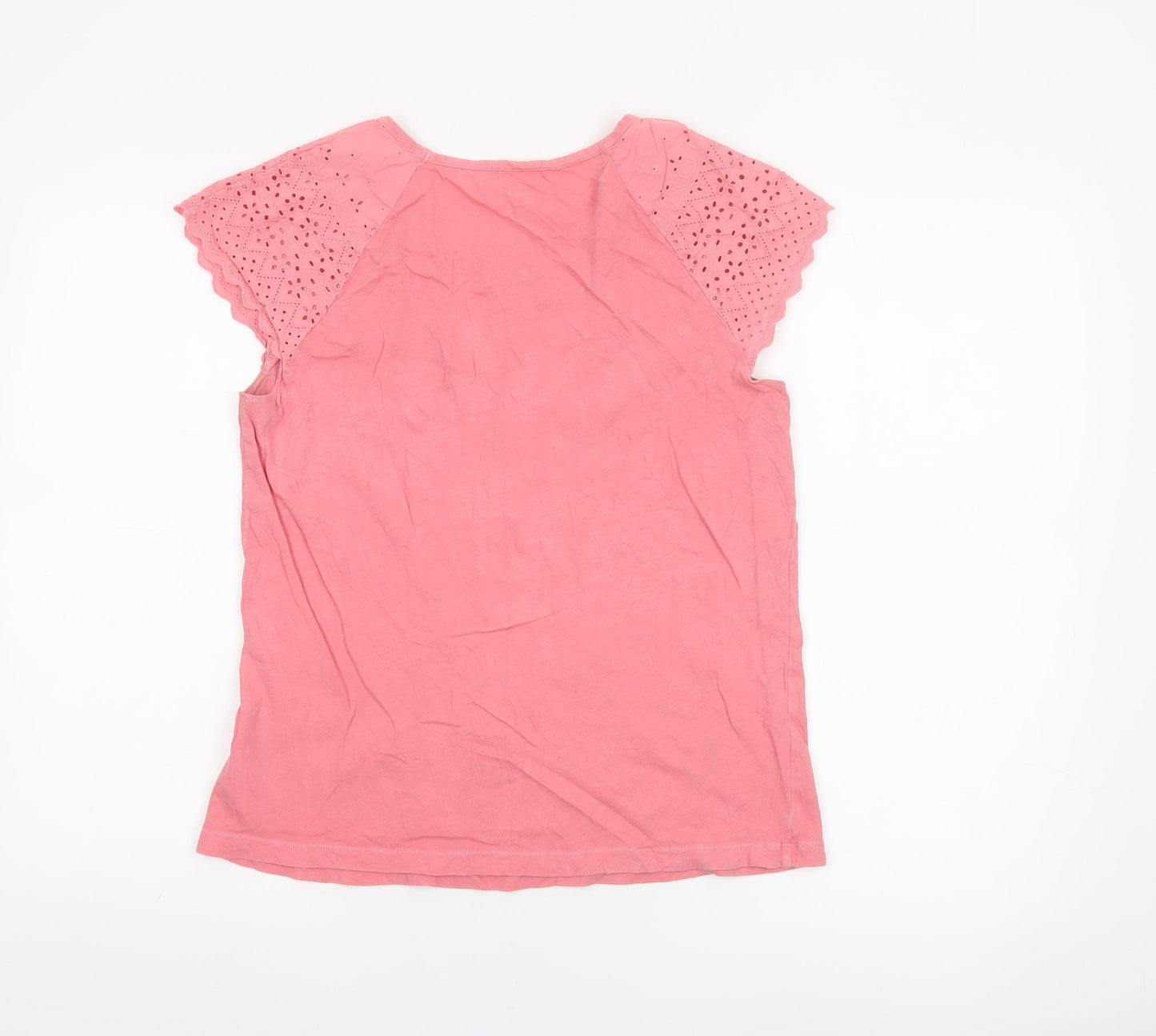 GAP Womens Pink Cotton Short Sleeve Crochet Trim T-Shirt Size M
