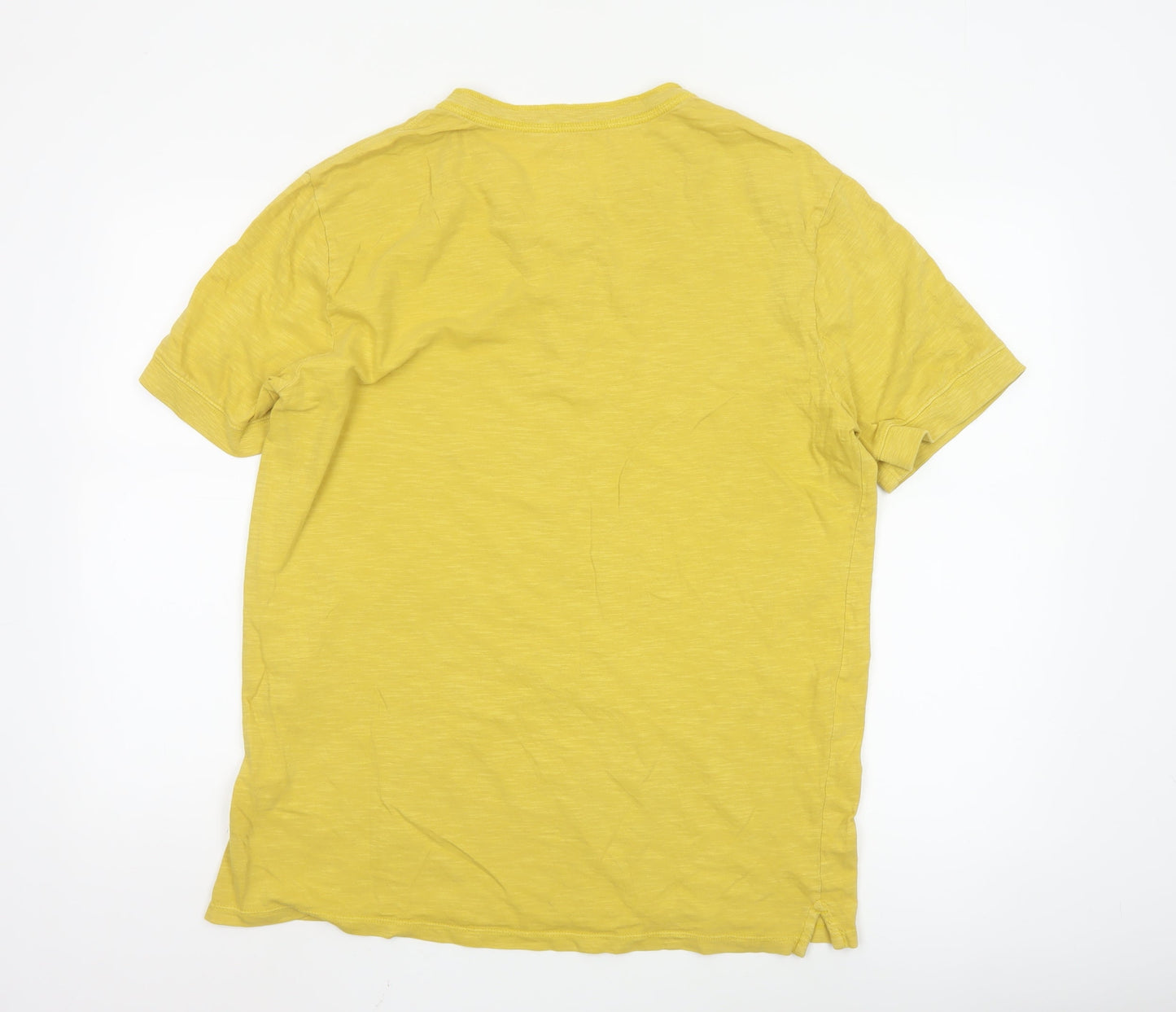 GAP Men’s Yellow Vintage Slub Henley Cotton T-Shirt L