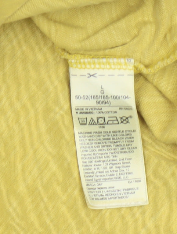 GAP Men’s Yellow Vintage Slub Henley Cotton T-Shirt L