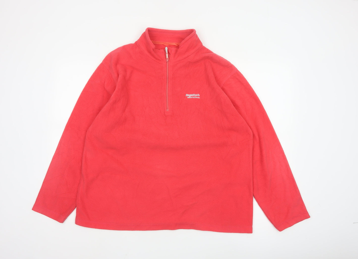 Regatta Women Red Fleece 1/4 Zip Pullover Sweatshirt UK 18