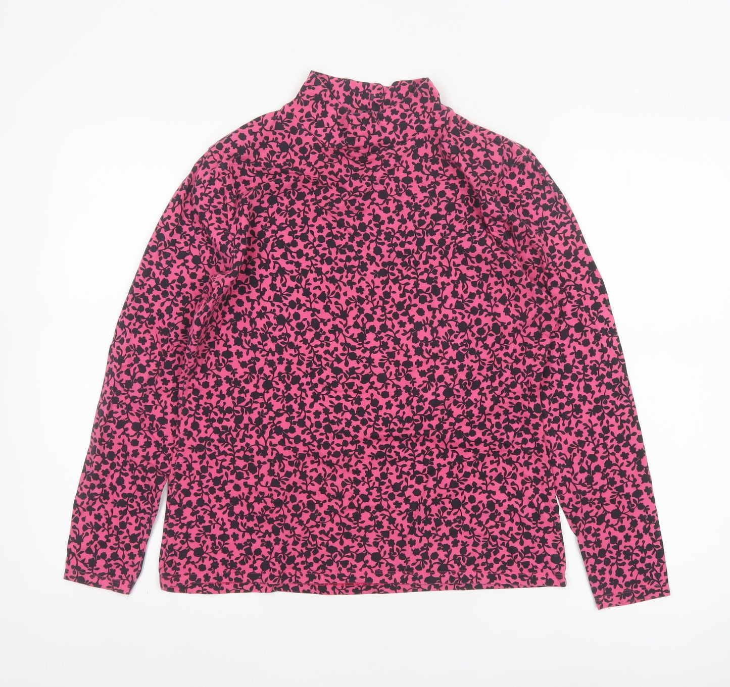 Marks and Spencer Womens Pink Floral Long Sleeve Jersey Mock Neck Top Size 14