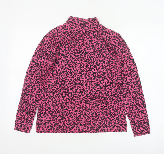 Marks and Spencer Womens Pink Floral Long Sleeve Jersey Mock Neck Top Size 14