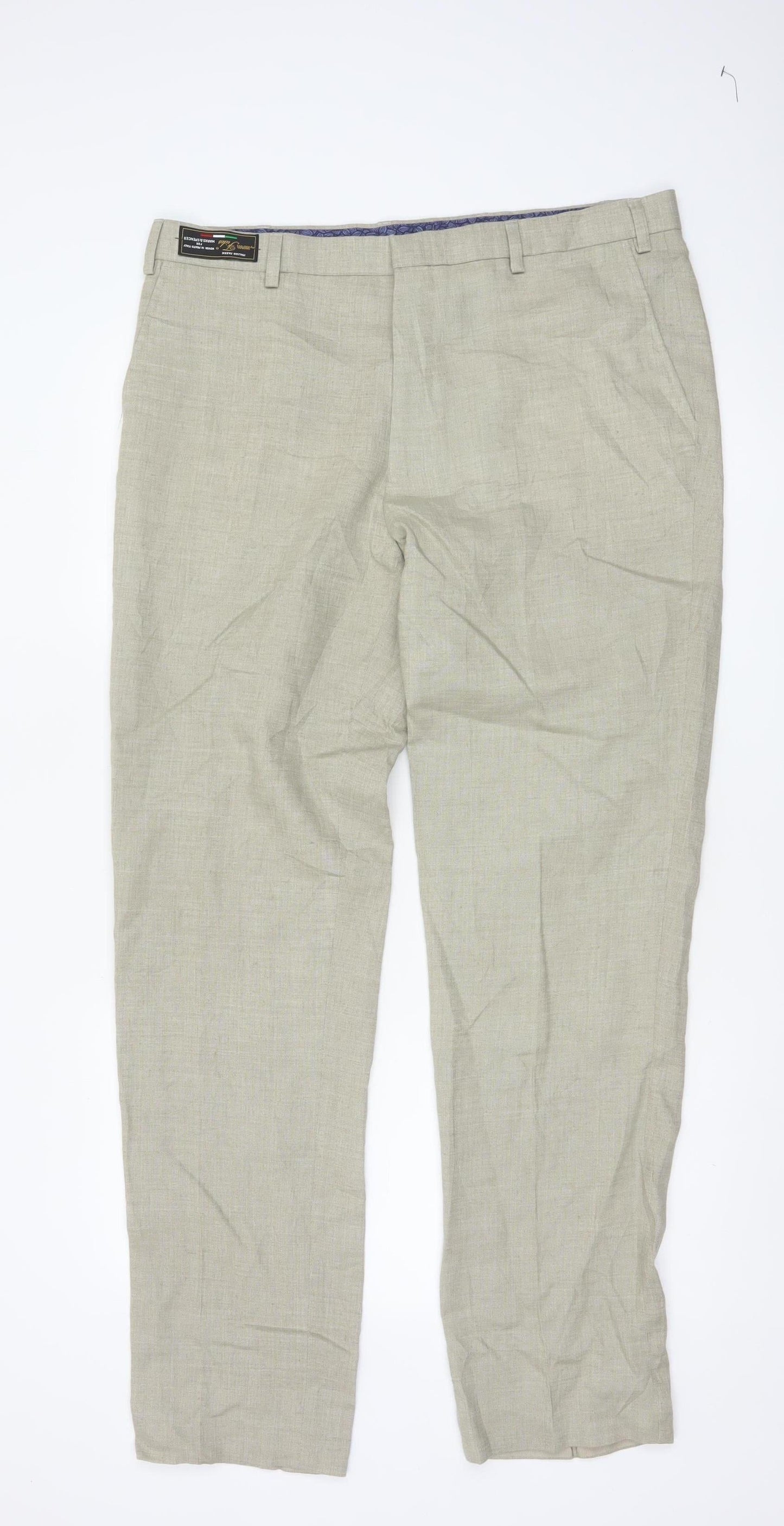 Marks and Spencer Men's Beige Linen Blend Chino Trousers 36L