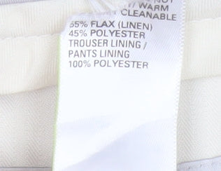 Marks and Spencer Men's Beige Linen Blend Chino Trousers 36L