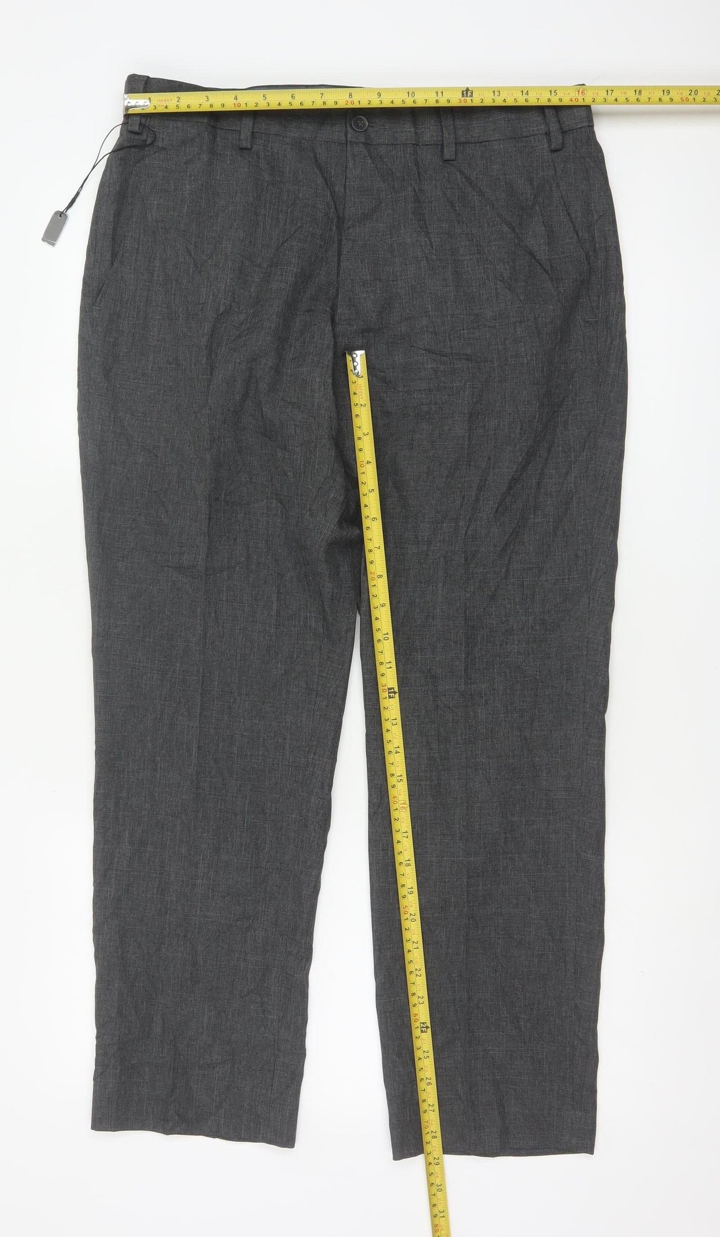 Marks and Spencer Men's Grey Regular Fit Chino Trousers 34W 29L