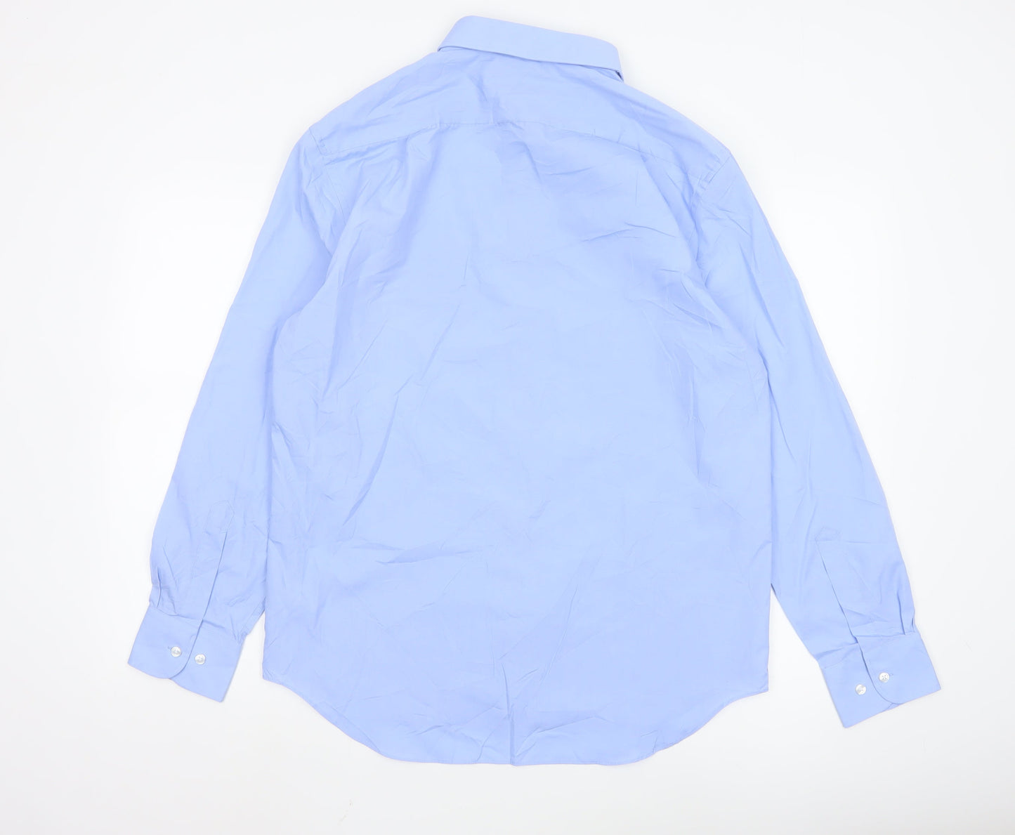 Marks and Spencer Men’s Blue Regular Fit Long Sleeve Button-Up Shirt Size 16
