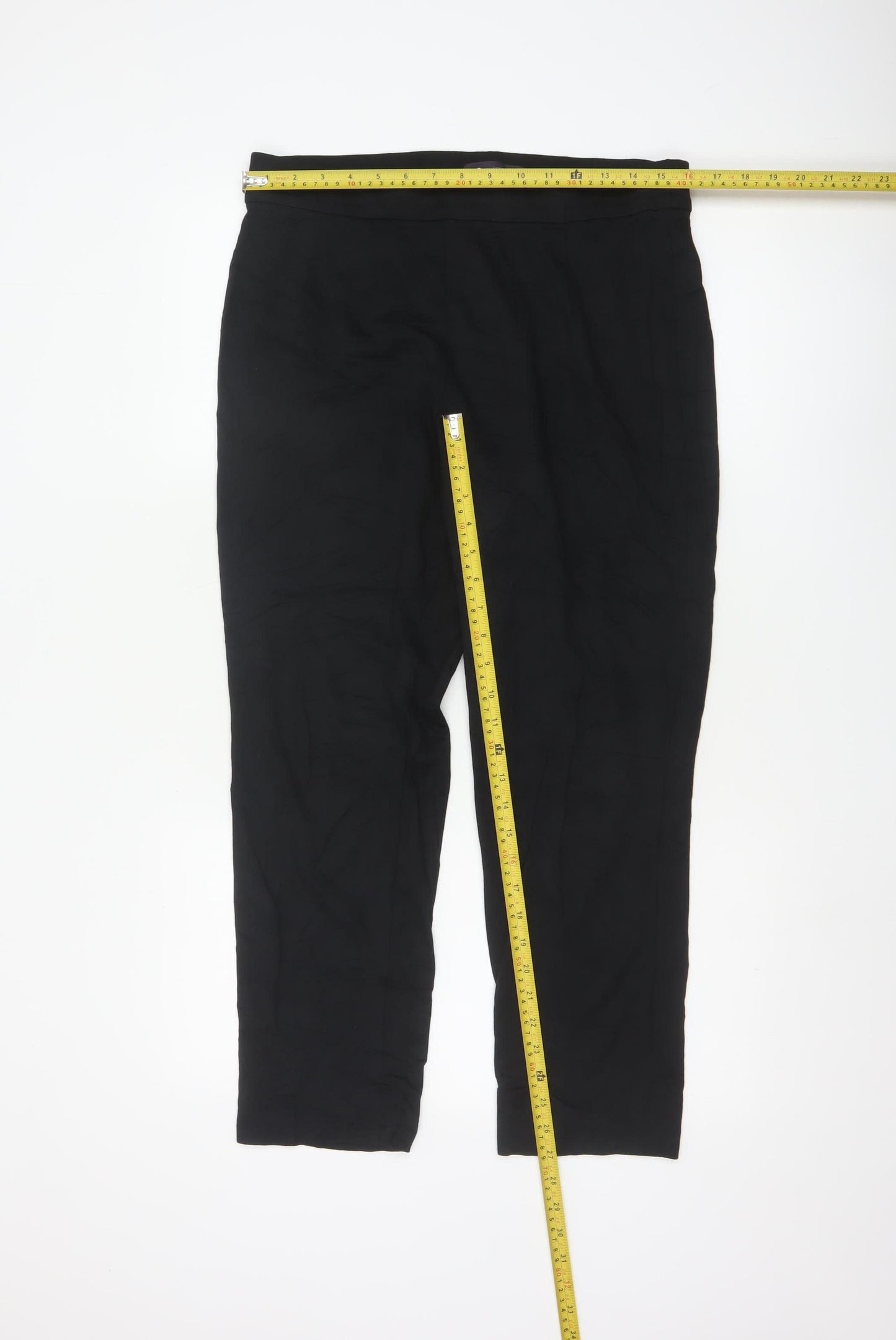 Marks and Spencer Women Black Size 14 Regular Straight Leg Trousers