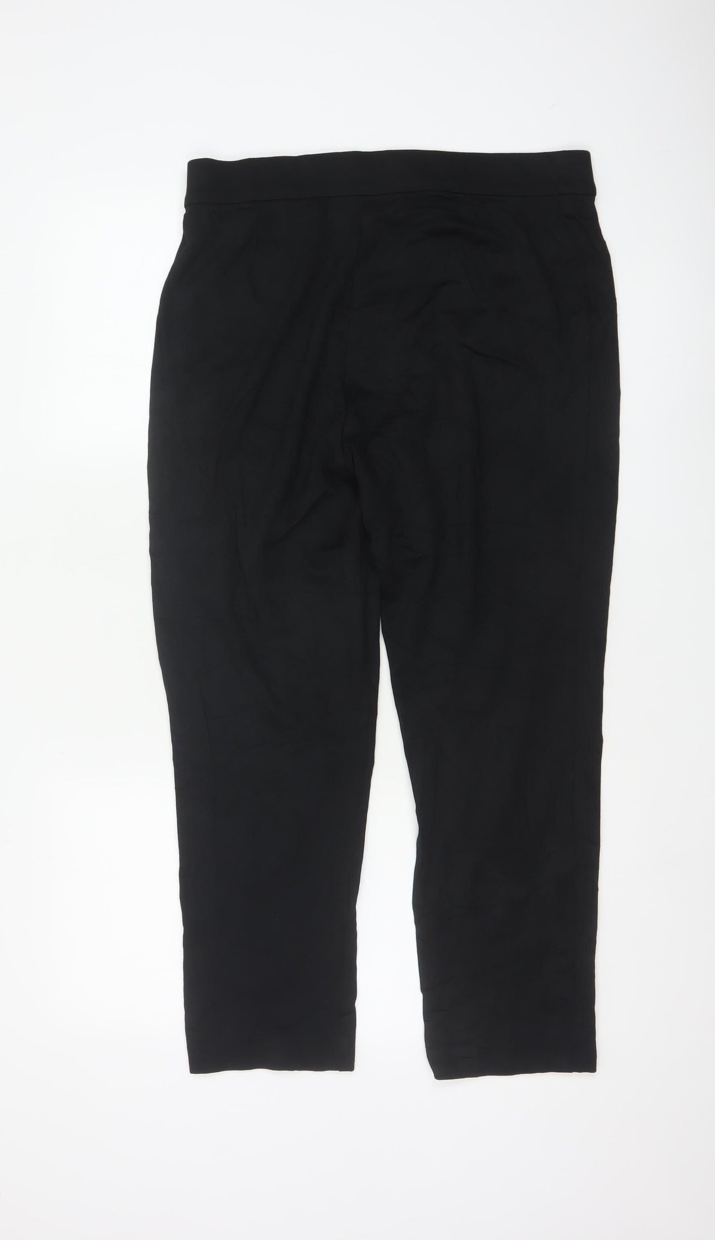 Marks and Spencer Women Black Size 14 Regular Straight Leg Trousers