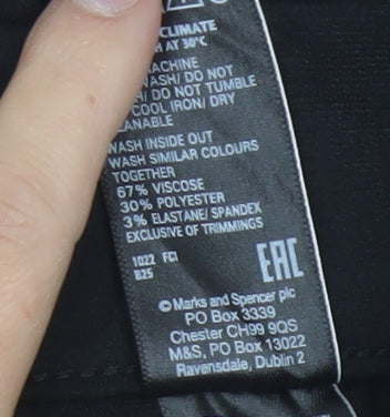 Marks and Spencer Women Black Size 14 Regular Straight Leg Trousers