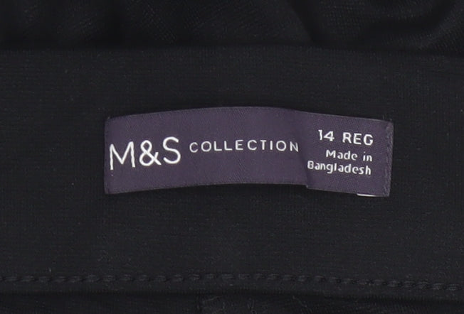 Marks and Spencer Women Black Size 14 Regular Straight Leg Trousers