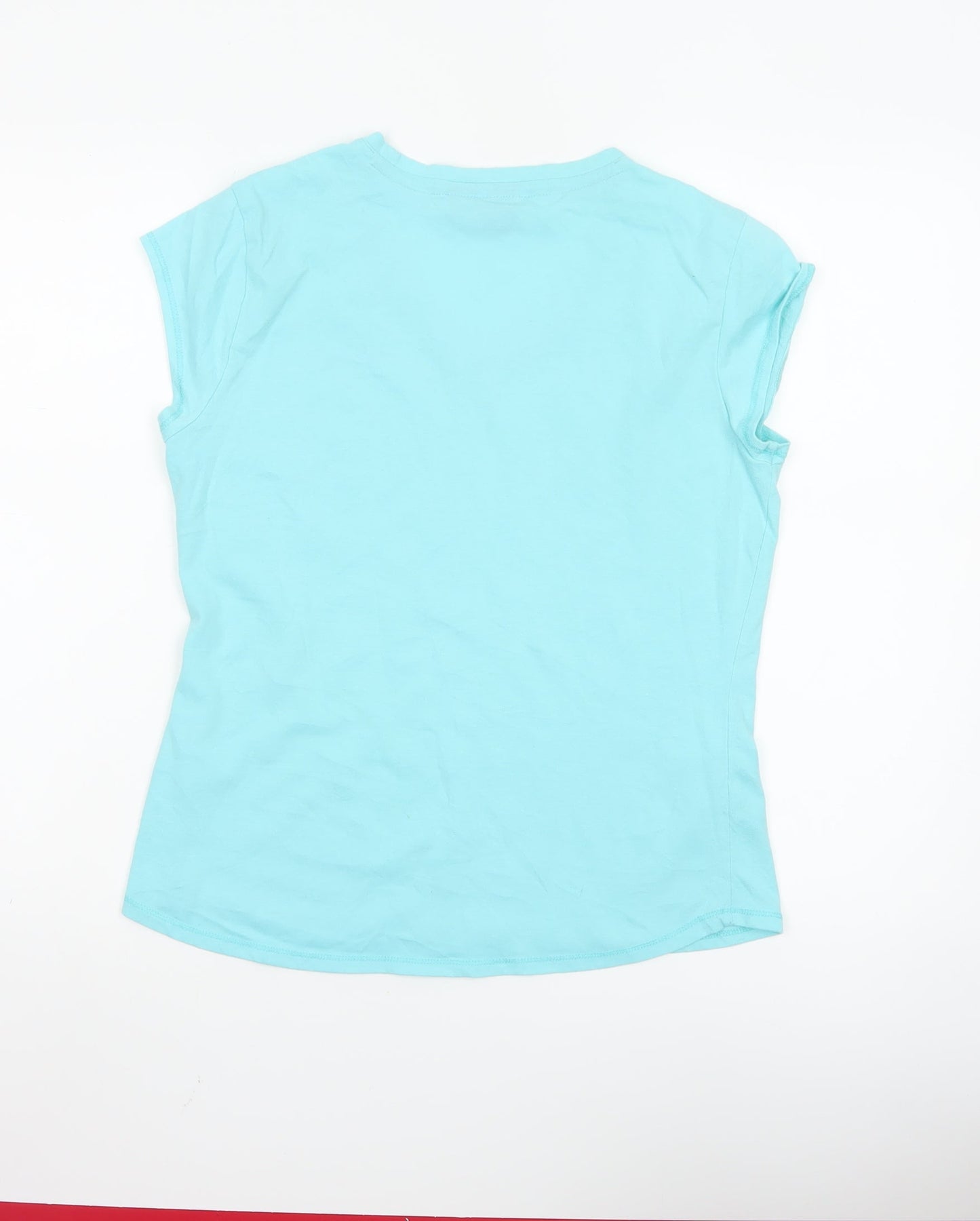 LA Gear Women's Blue V-Neck Short Sleeve Cotton T-Shirt UK 12