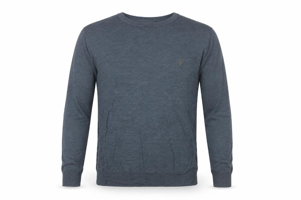 AllSaints Men Blue Linen Crew Neck Lightweight Pullover Jumper M